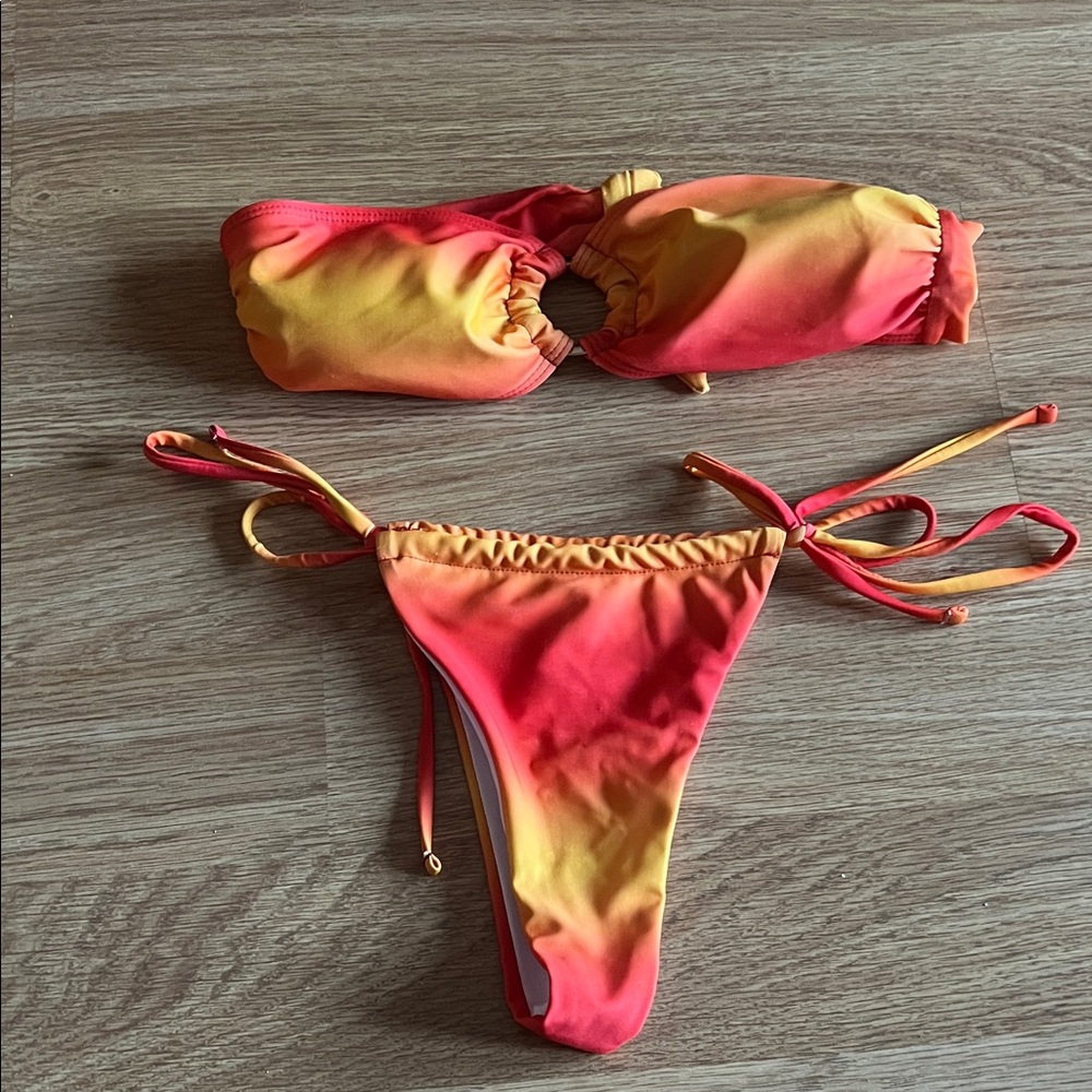 🍓 SHEIN Orange and Yellow Bikini Set